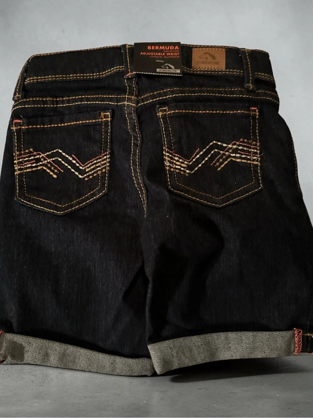 Jordache Dark Blue Denim Kids Shorts with Contrast Stitching